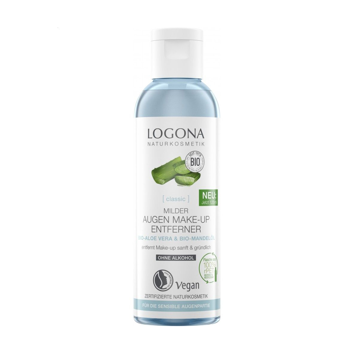 Засіб для зняття макіяжу з очей Logona Classic Mild Eye Make-up Remover Organic Aloe Vera &amp; Almond Oil, 125 мл